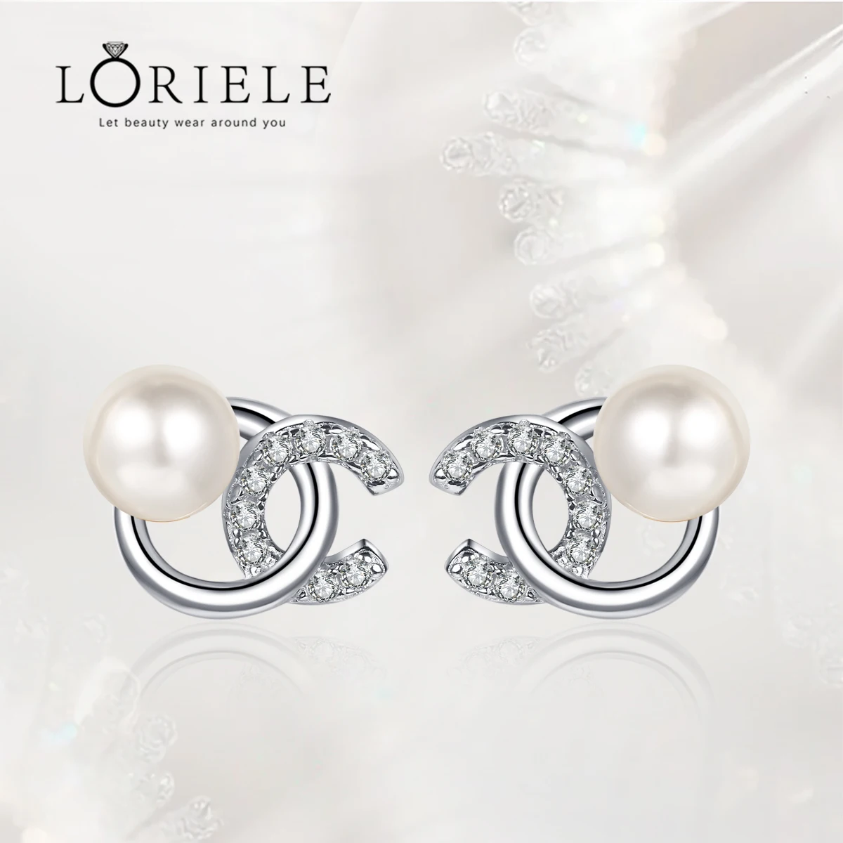 

LORIELE 14K Gold Plated Freshwater Cultured Pearl Earrings Sterling Silver Moissanite Stud Earrings Nature Pearl Ear Studs