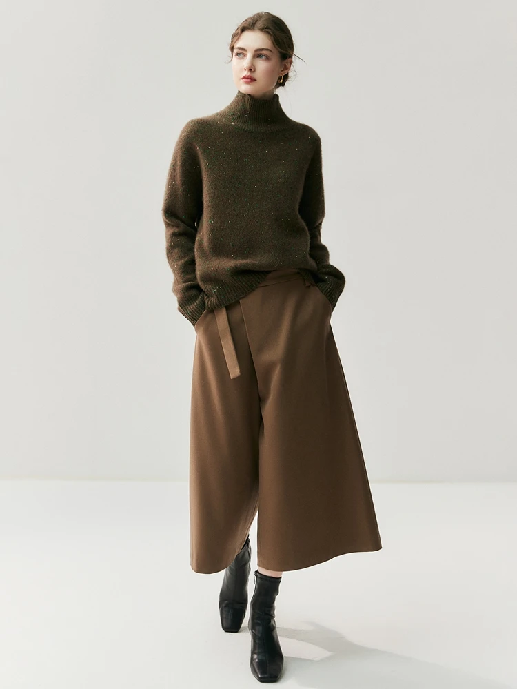 TLOML 새로운 여성용 100% 캐시미어 스웨터 터틀넥 풀오버 루즈 스타일 캐시미어 니트웨어 가을 겨울 두꺼운 부드러운 따뜻한 옷