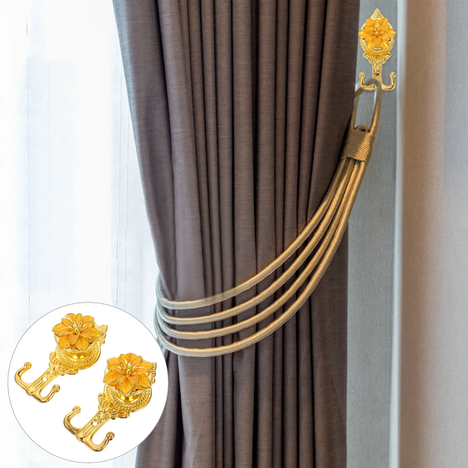 

2Pcs Curtain Hooks Premium Quality Wall Hangers with European Design Suitable for Curtains Towels Keys Coats Decor