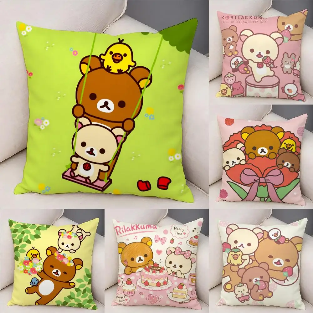Cute Cartoon R-RilakkumaS Cushion Cover Plush Decorative Pillow Case With Hidden Zipper Fashion Room Decor For Home