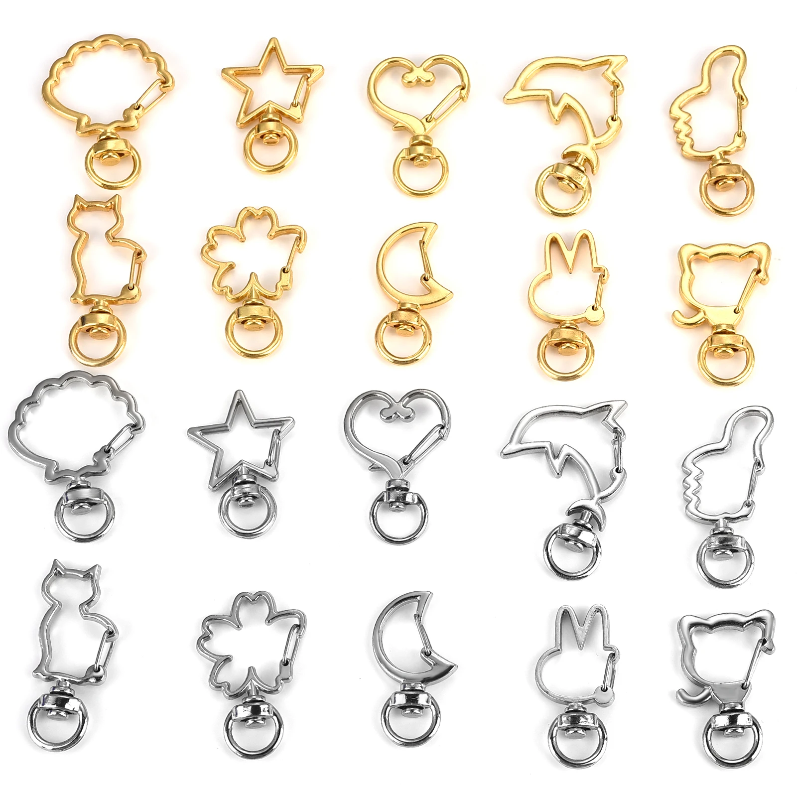 5szt Cat Heart Snap Hook Trigger Clips Buckles For Keychain Lobster Lobster Clasp Hooks for Key Ring Clasp Jewelry Supplies