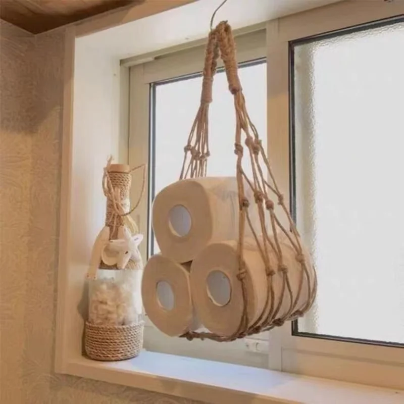 Natural Toilet Paper Holder, Roll Storage, Paper Towel Holders, Book Organizer, Bathroom Accessories, Kitchen Basket