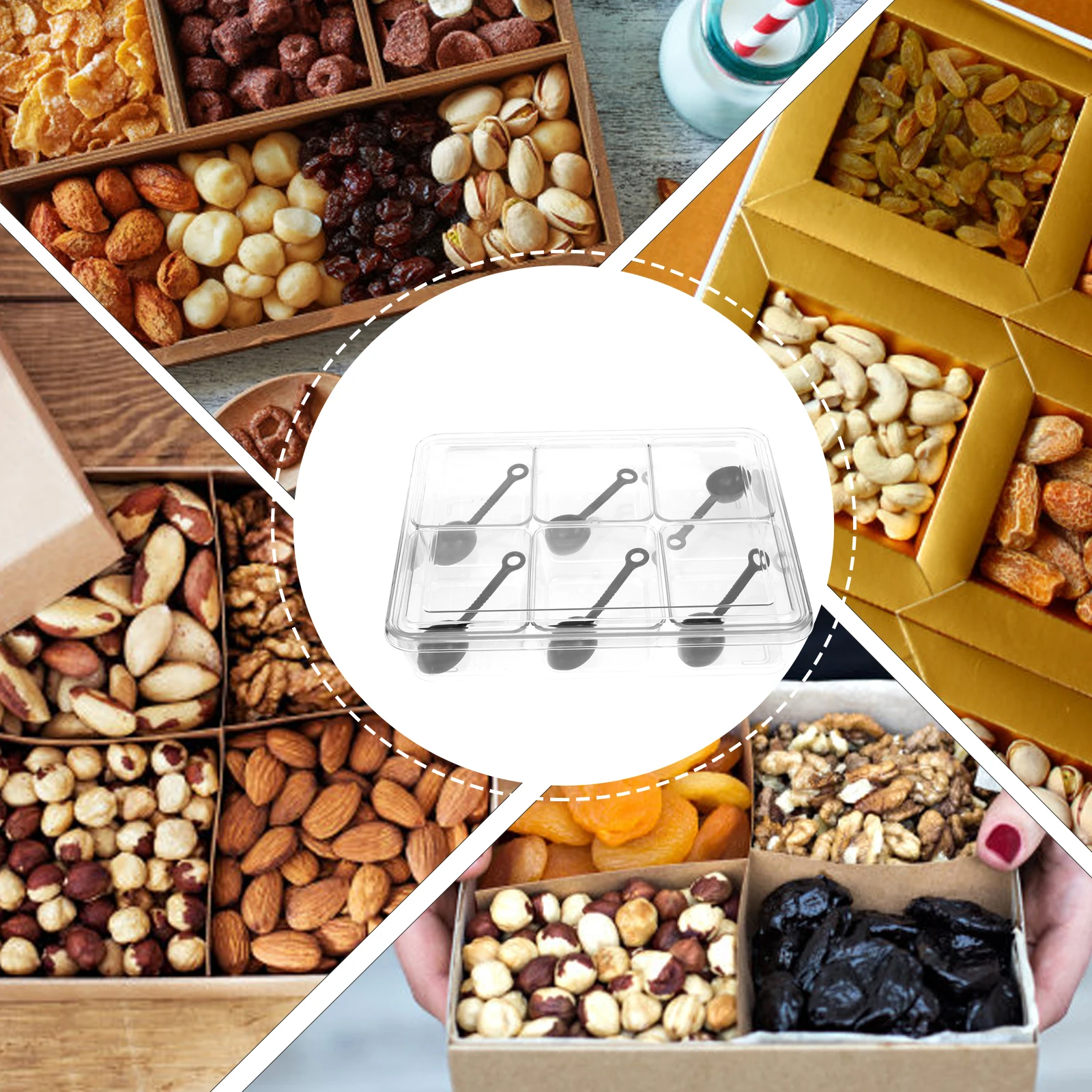 

1 комплект, органайзер для приправ, дизайн с несколькими сетками, легкий пластиковый контейнер с отделением для ресторана, шведского стола, сухофруктов