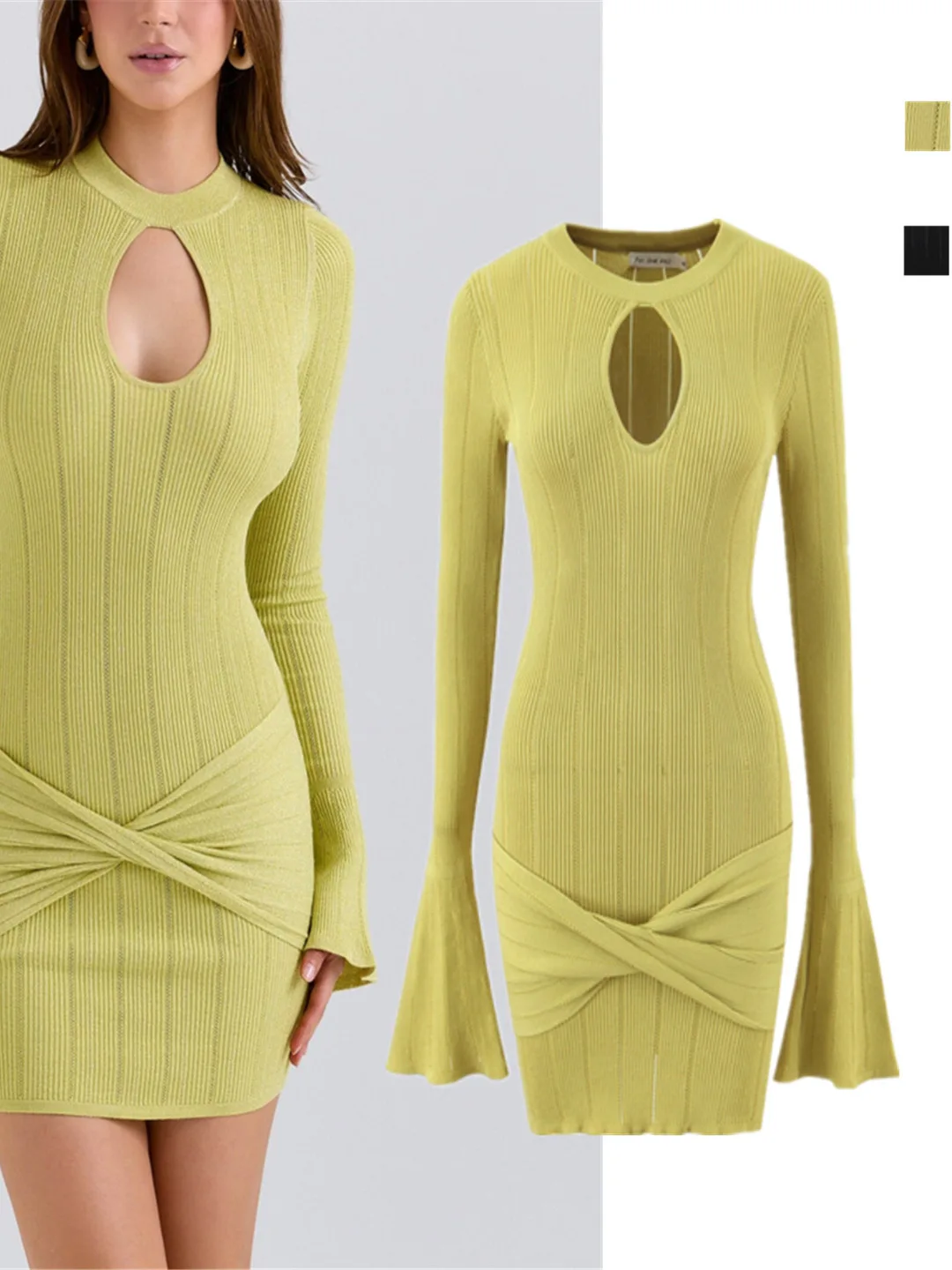 

Сексуальное открытое облегающее трикотажное платье с запахом и расклешенными буквами, круглая юбка Ne ort, модная женская юбка с высокой талией Dr