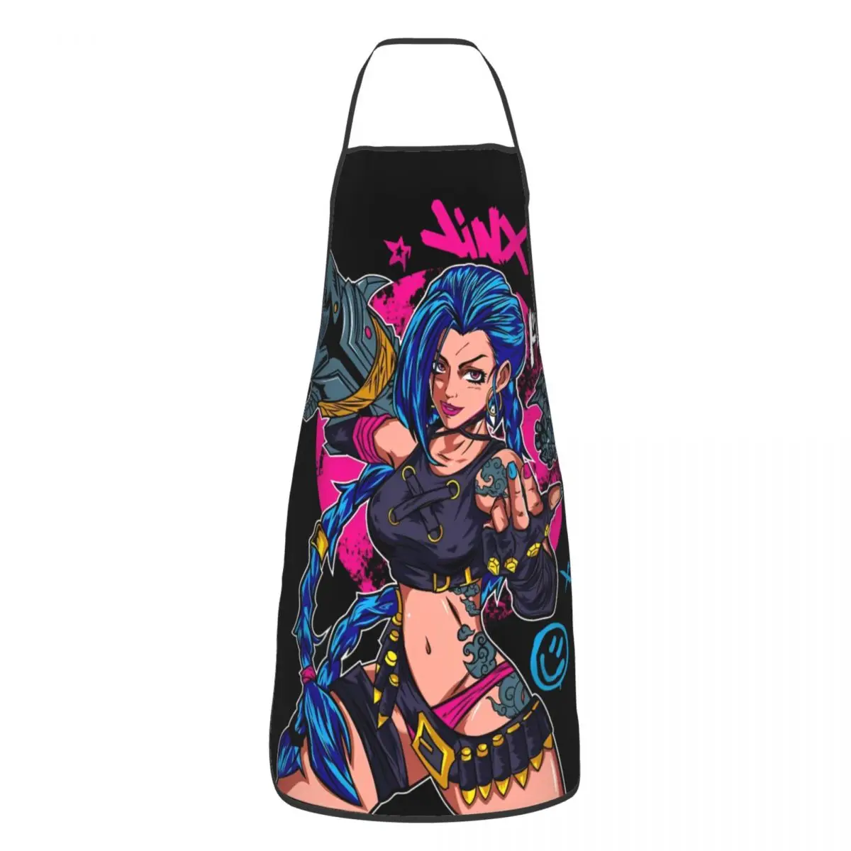 Jinx Arcane Kitchen Cuisine Aprons Adjustable League Battle Game Legends Pinafore for Manicurist Florist Artisan