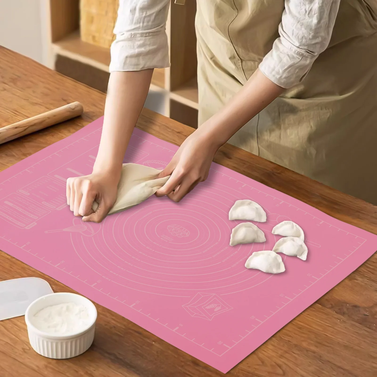 

1Pcs Silicone Pastry Mat Nonstick Kneading Mat Baking Supplies Dough Rolling Mat 40x30cm