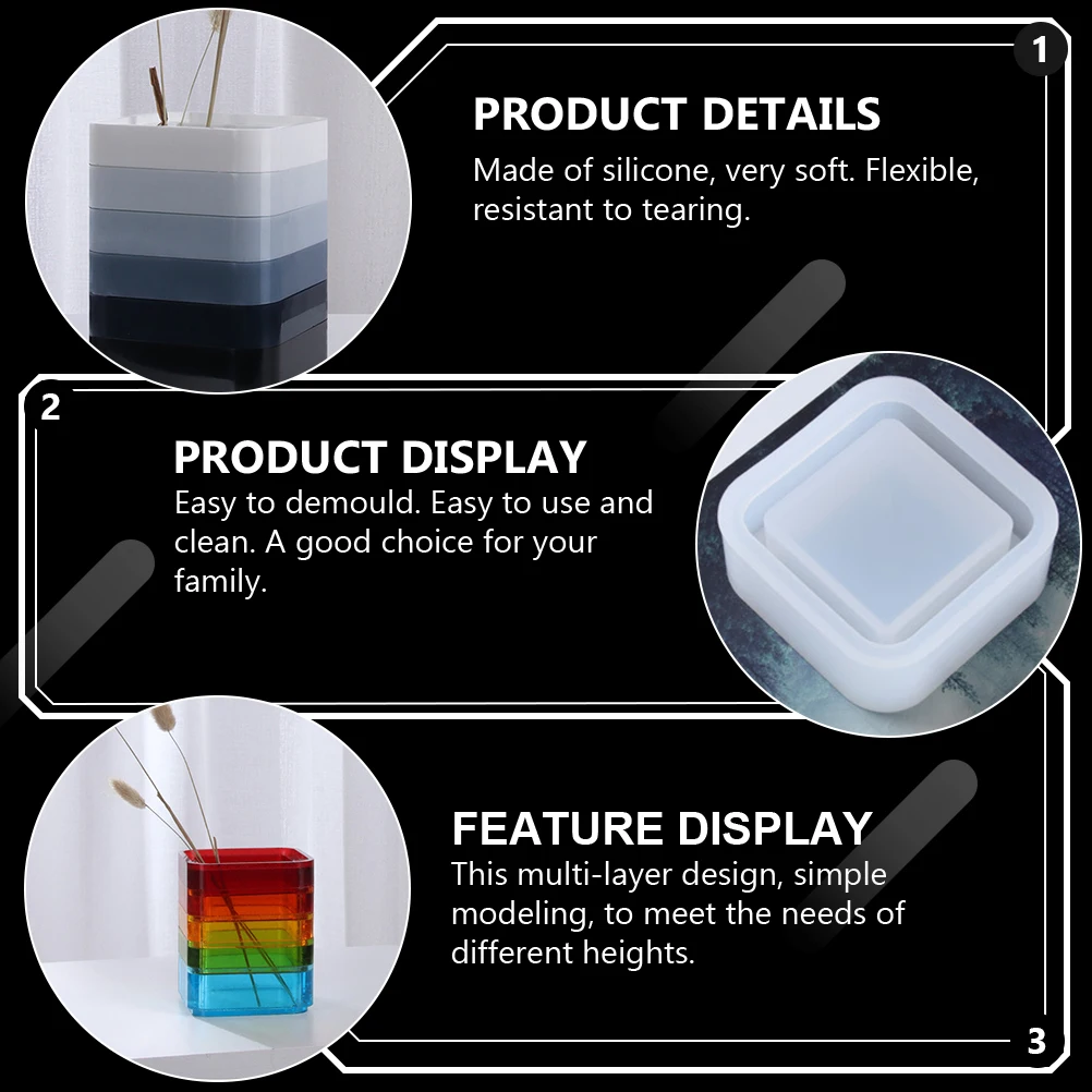 

1 set Silicone Mold For Diy Plant Pot Craft Making Jewelry Box Storage Container Epoxy Crystal Vase Succulent Flower Holder