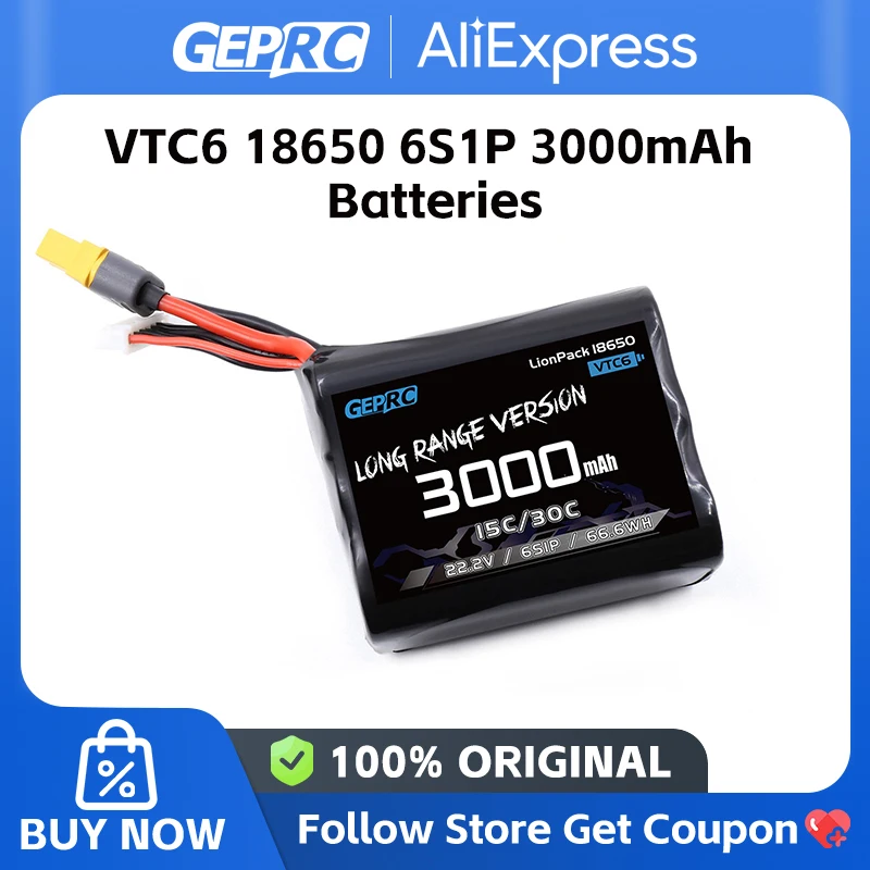 GEPRC VTC6 18650 6S1P 3000mAh Batteries for Quadcopters