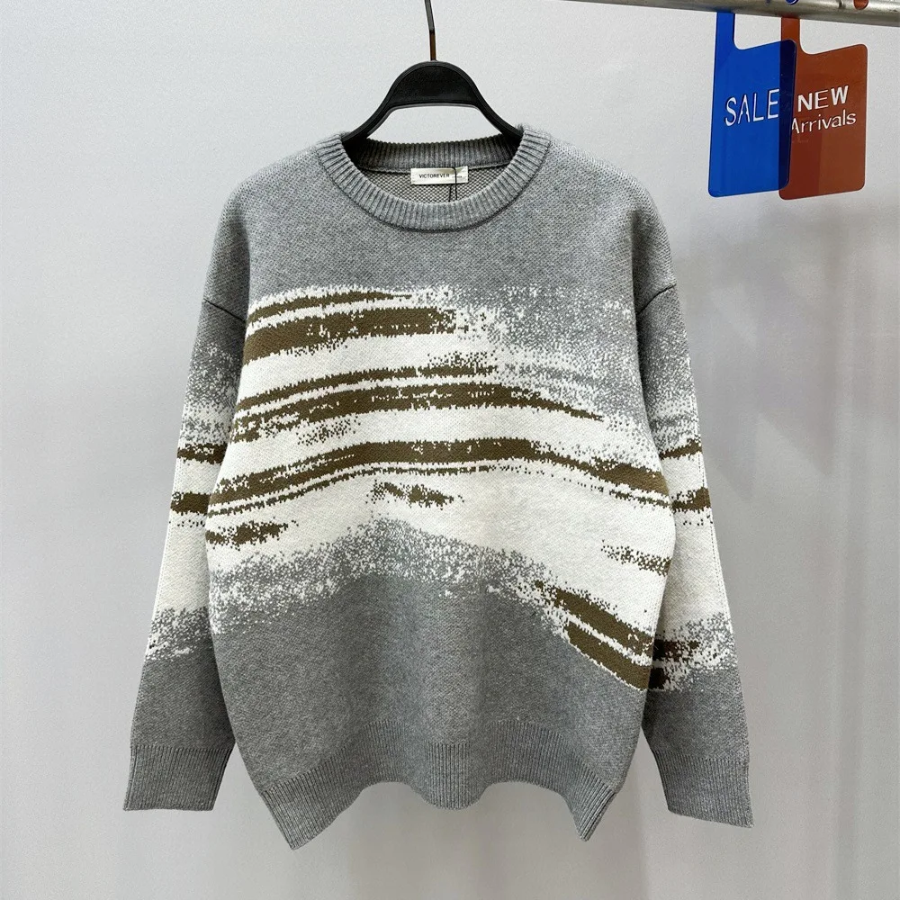 

Модный вязаный свитер с круглым вырезом, молодежный повседневный универсальный трикотаж, осенне-зимняя мужская одежда в корейском студенческом стиле