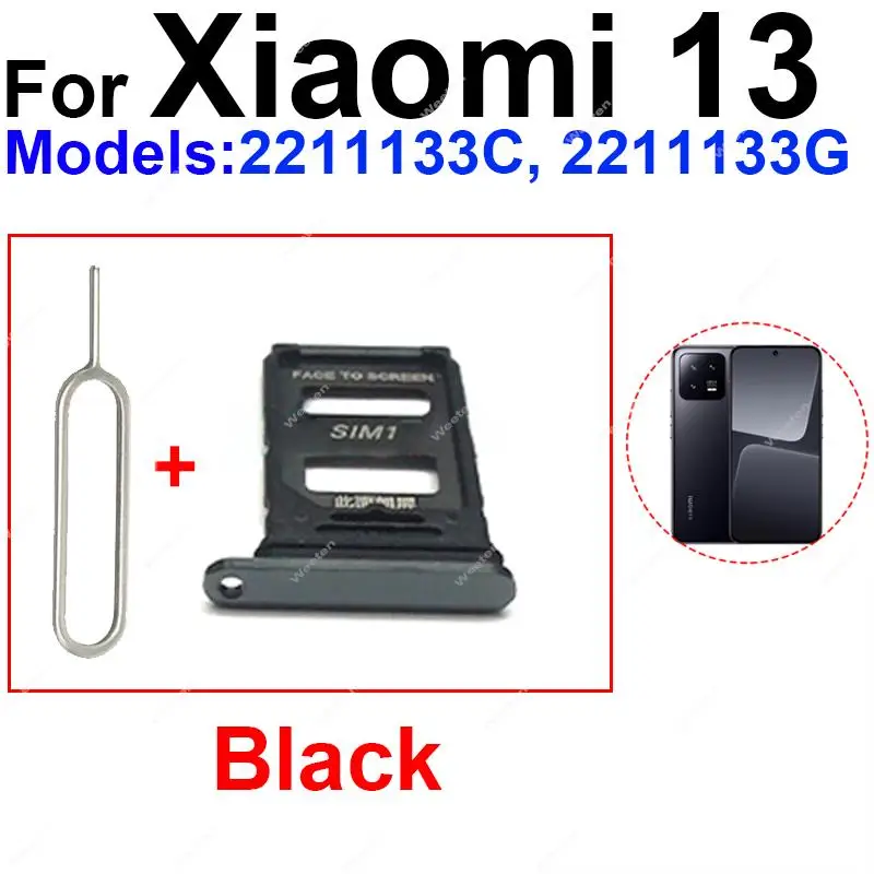 Sim Card Tray For Xiaomi 13 13 Pro 13 Ultra 13 Lite Reader Holder Sim Card Slot Scoket Adapter Replacement Parts