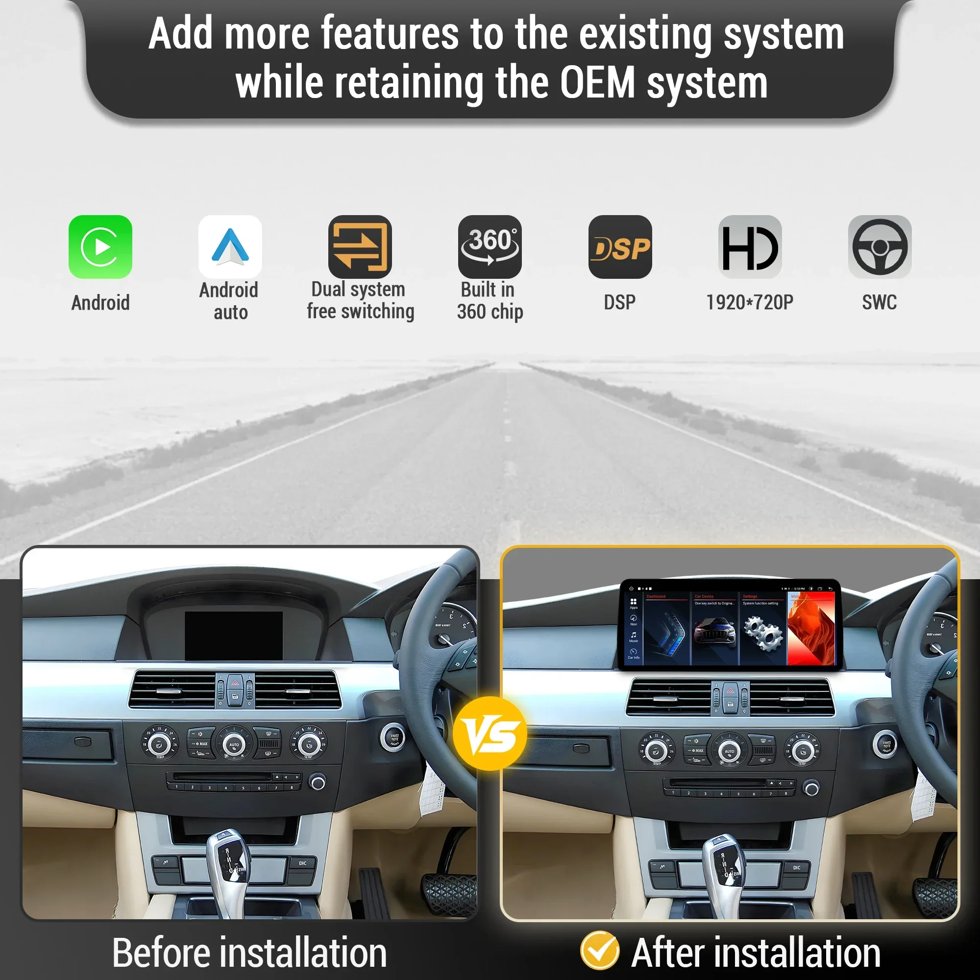 10.25 inch For BMW 3 series E90 E91 E92 E93 2007-2012 Right Hand Drive Android 14 Car Radio Carplay Snapdragon 680 Touch Screen