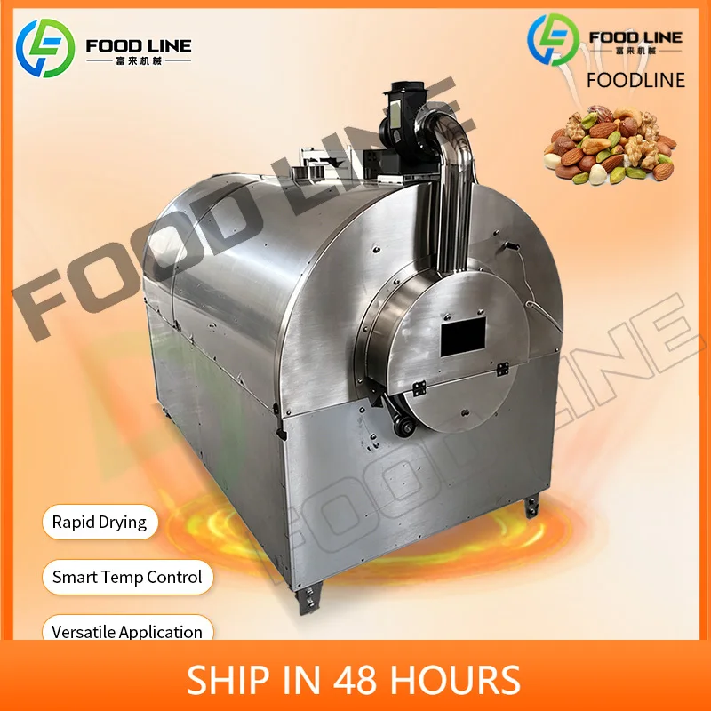 Drum Oil Roaster Automatic Drum Frying Pot Roaster Machine for Peanut Roaster Machine for Nut Customized