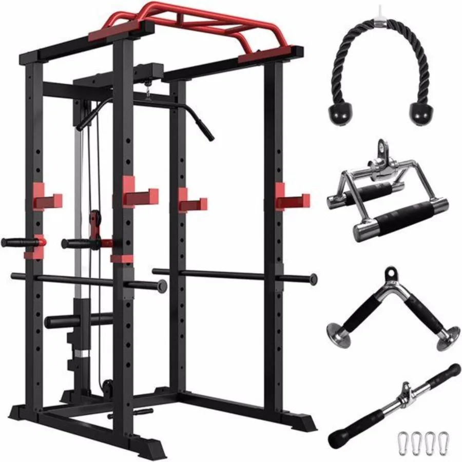 

Home Gym sets Multifunctional Power Cage Home Adjustable Pullup Squat Rack 1000Lbs Capacity Comprehensive Fitness Barbell Rack