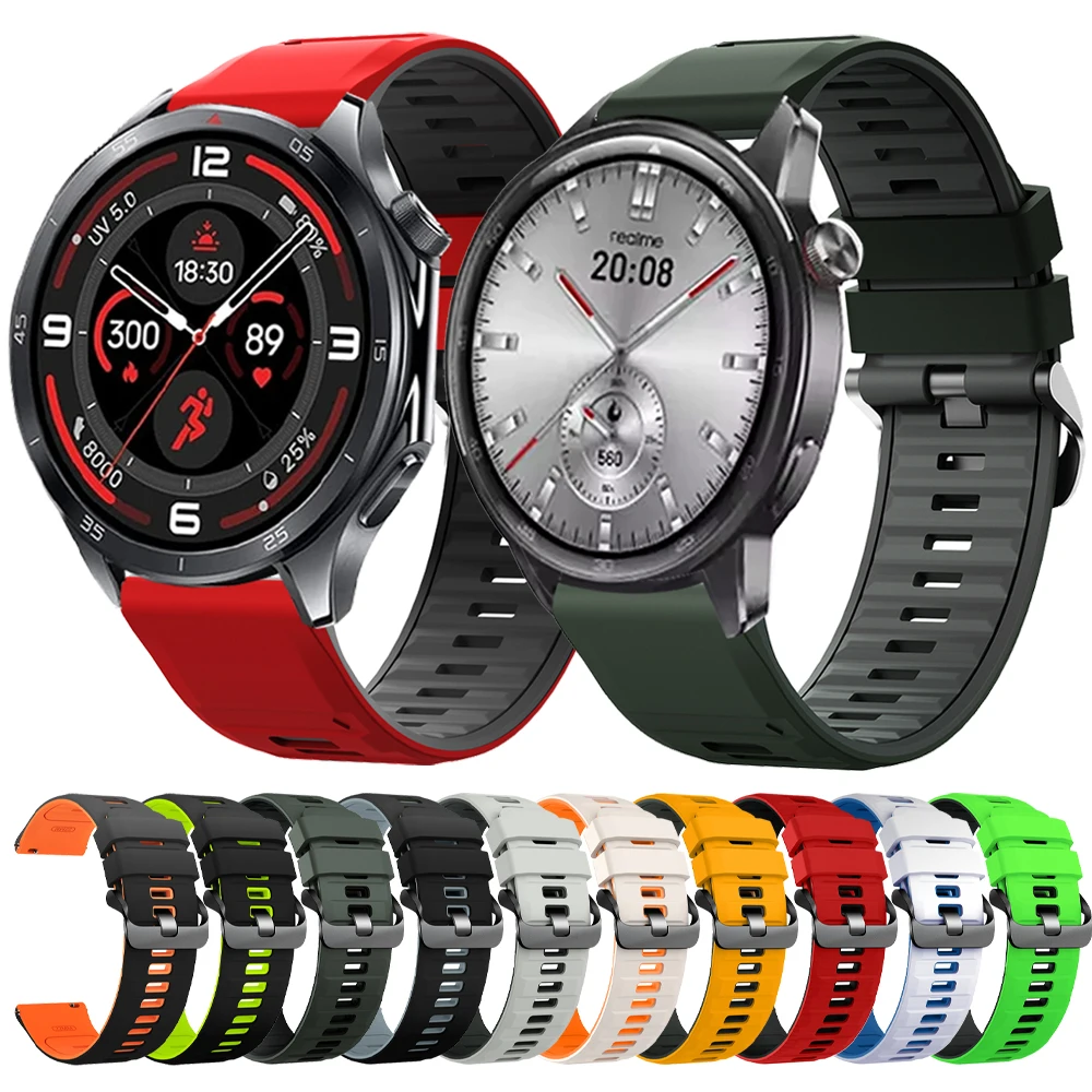 Silicone Bands for Realme Watch 3 2 S Pro S2 Replacement Strap For OPPO Watch 4 Pro X X2/OnePlus Watch 3 2R 22mm Bracelet Correa