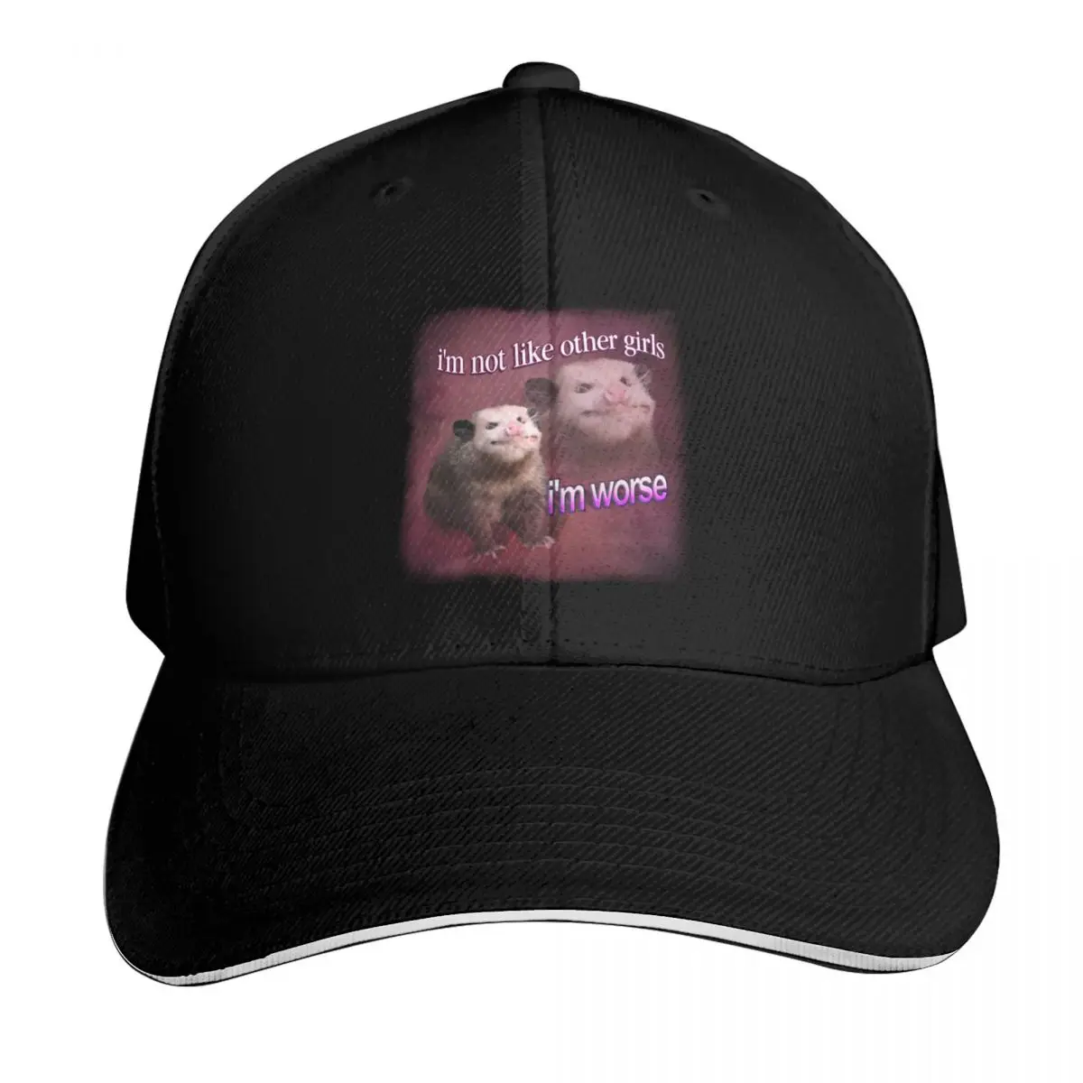 I'm not like other girls, I'm worse possum word art Baseball Cap Men Women Casual Summer Sport Sun Cap