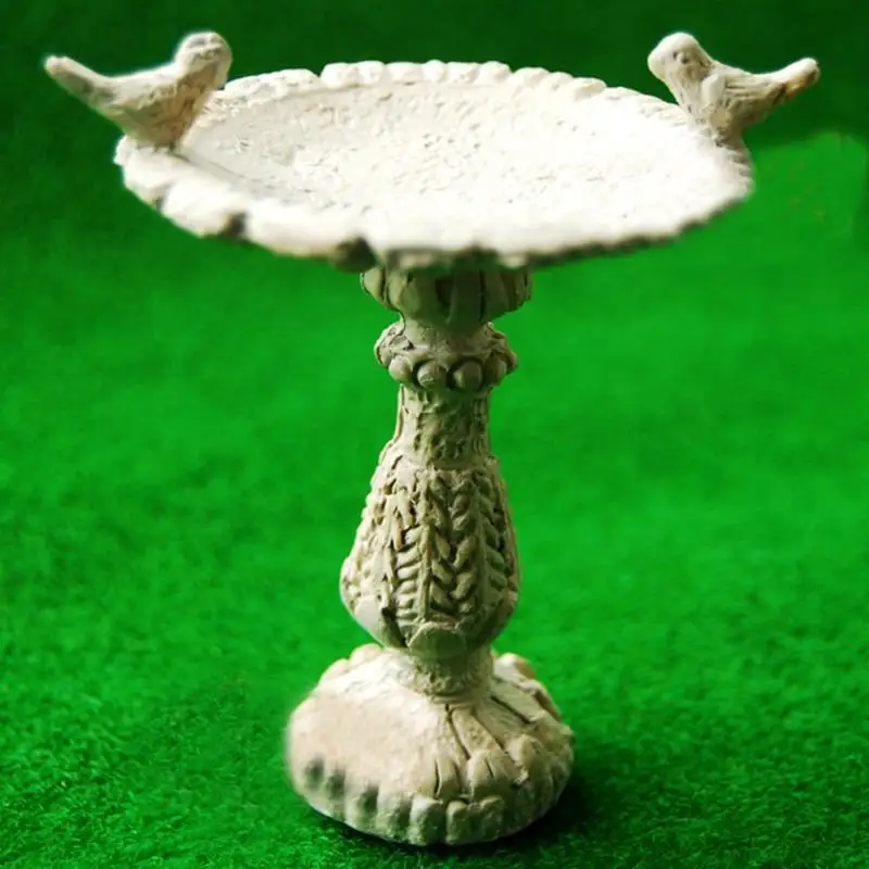 DIY Mini-Gartendeko 112 Puppenhaus-Miniatur Feengarten-Möbel Harz-Vogelbad mit Brunnen Handgefertigtes Puppenhaus