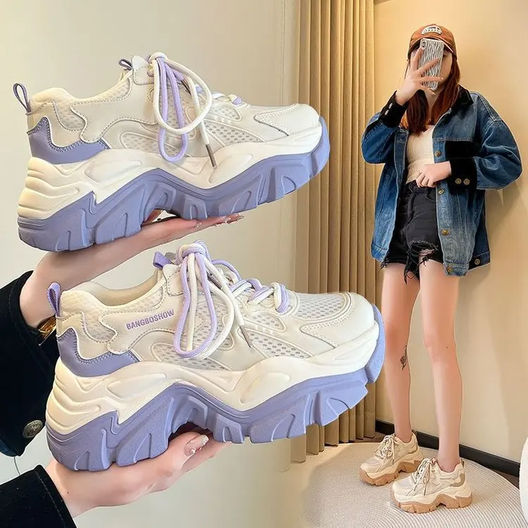 Lightweight sports running shoes for women 2024 spring new mesh campus style Forrest Gump daddy all-match casual trendy shoes