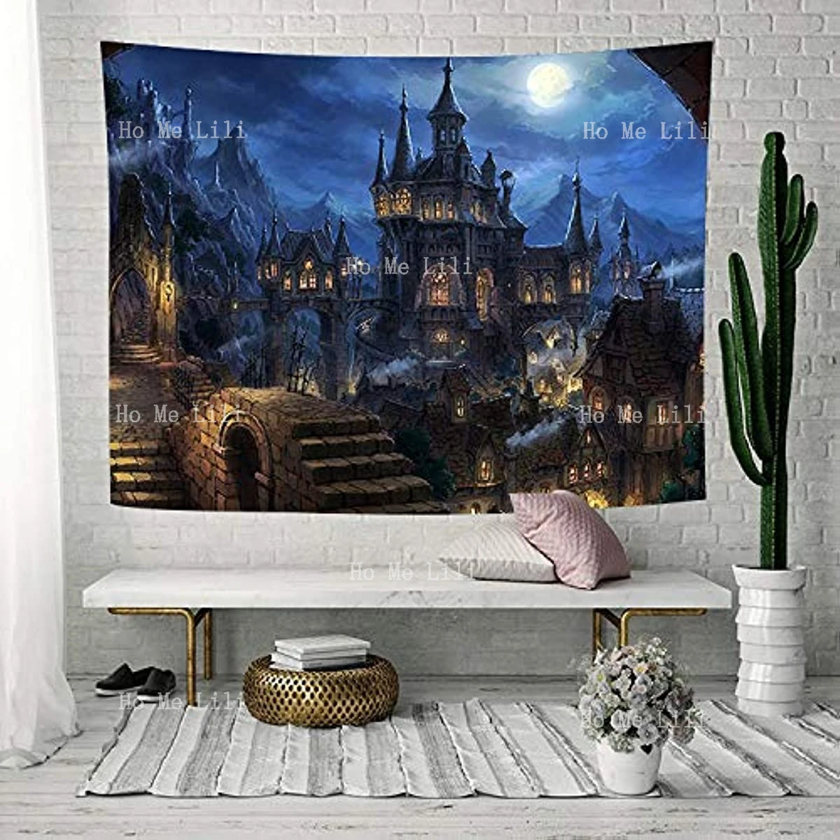 Ancient Castle Werewolf Night Ancient City Tapestry Decorated Bedroom Living Room Dormitory