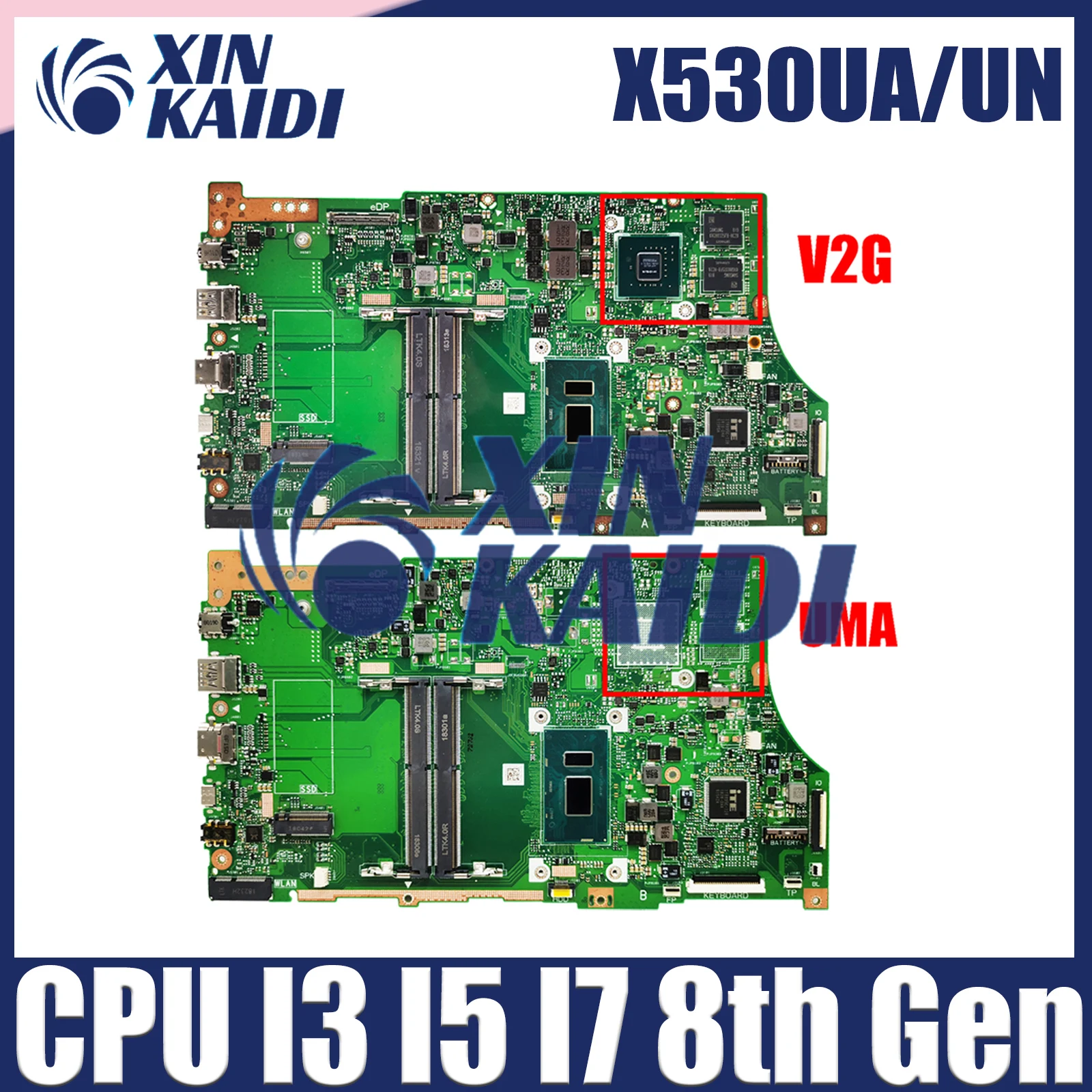 

Материнская плата X530UN для ASUS X530UA X530UF A530U F530U V530U R530U K530U S530U X530UNO, материнская плата для ноутбука I3 I5 I7 8-й процессор