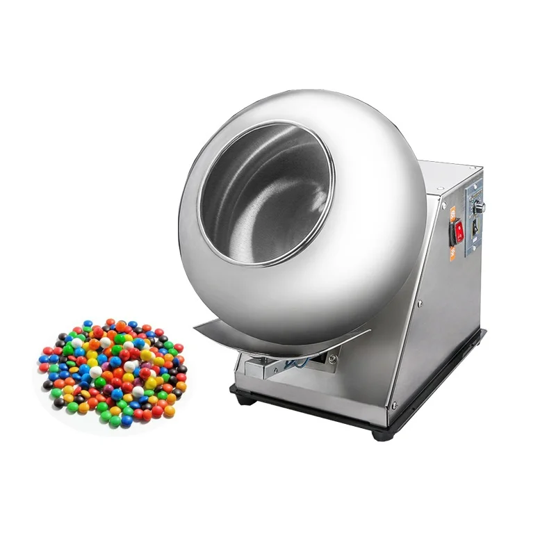 2-3KG/H Electric Peanut Sugar Coating Machine Stainless Steel Chocolate Coater Rounding Pills Film Coating Polishing Machine30CM