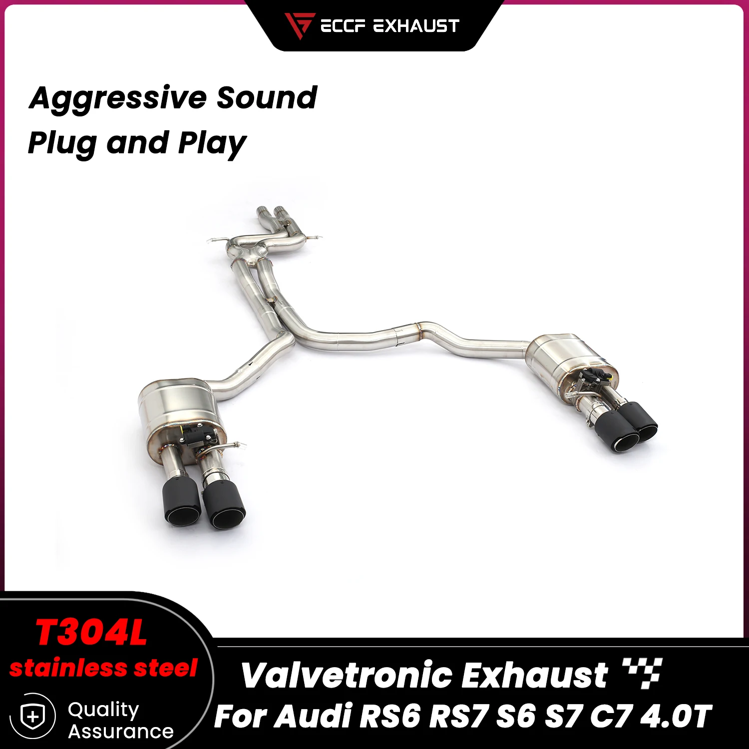 

Sporty Valvetronic Exhaust Catback Exhaust for Audi RS6 RS7 S6 S7 C7 4.0T X-pipe design Performance Upgrade Easy Installation