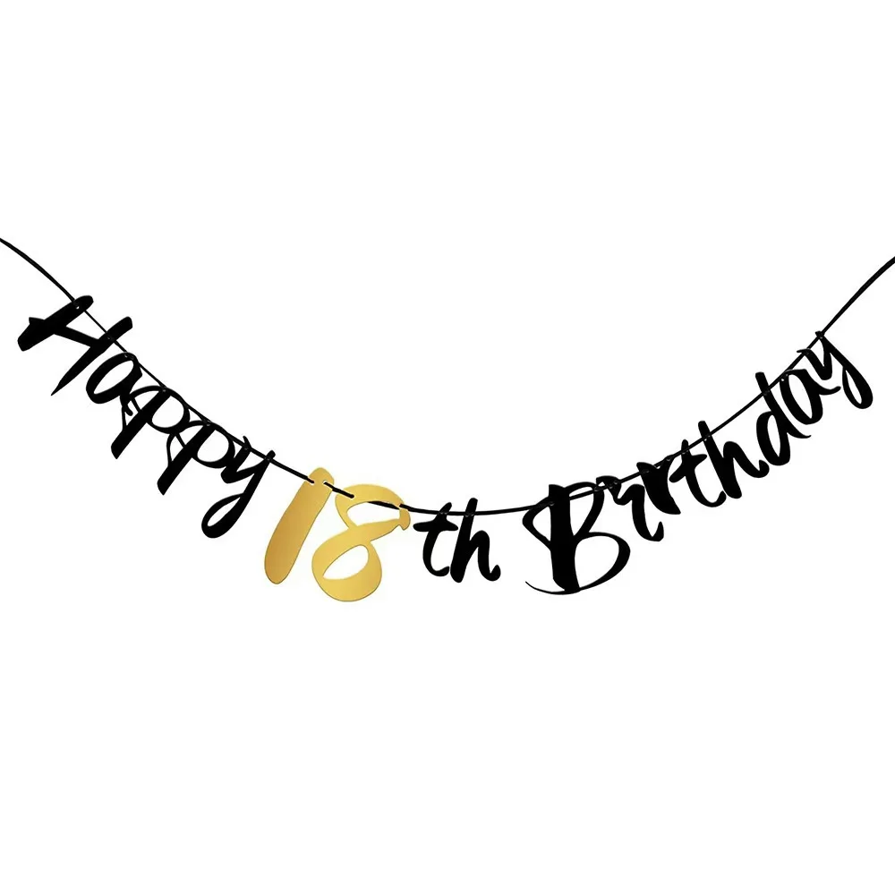 1 set 30 40 50 60 Jaar Gelukkige Verjaardag Papier Banner Verjaardagsfeestje Decoraties Volwassen Garland Verjaardag Anniversaire Zwarte Vlaggen