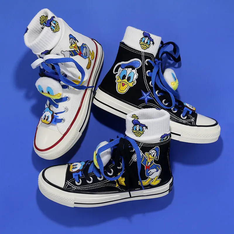 Donald Duck Daisi Canvas Shoes Fashion Cute Cartoon Student Sports Casual High-top Shoes Couple Shoes Mandarin Duck Shoes