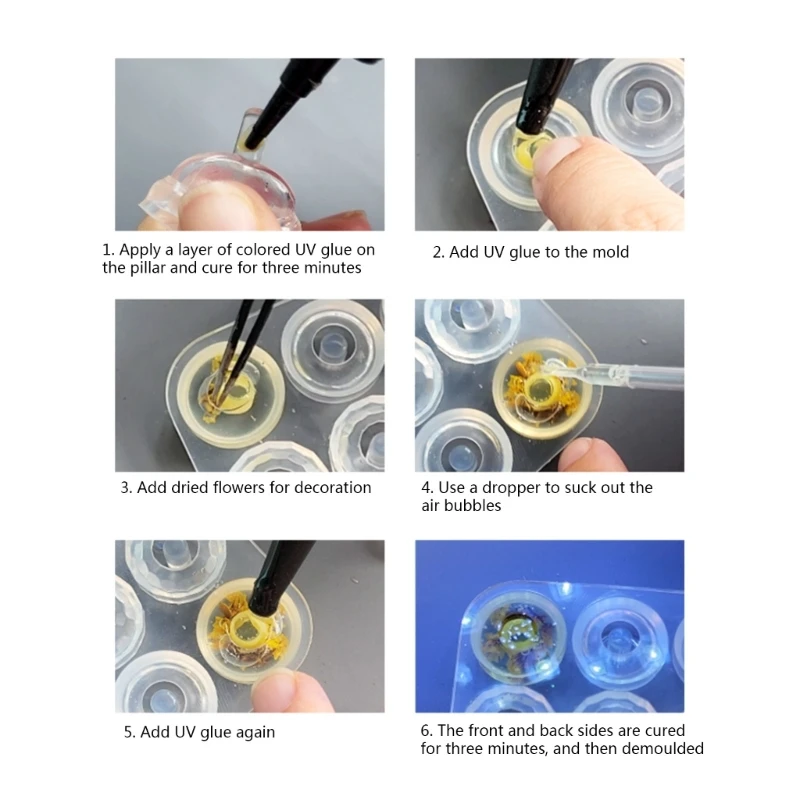 Resin Beads Molds with Hole Silicone Resin Epoxy Molds for Cabochon