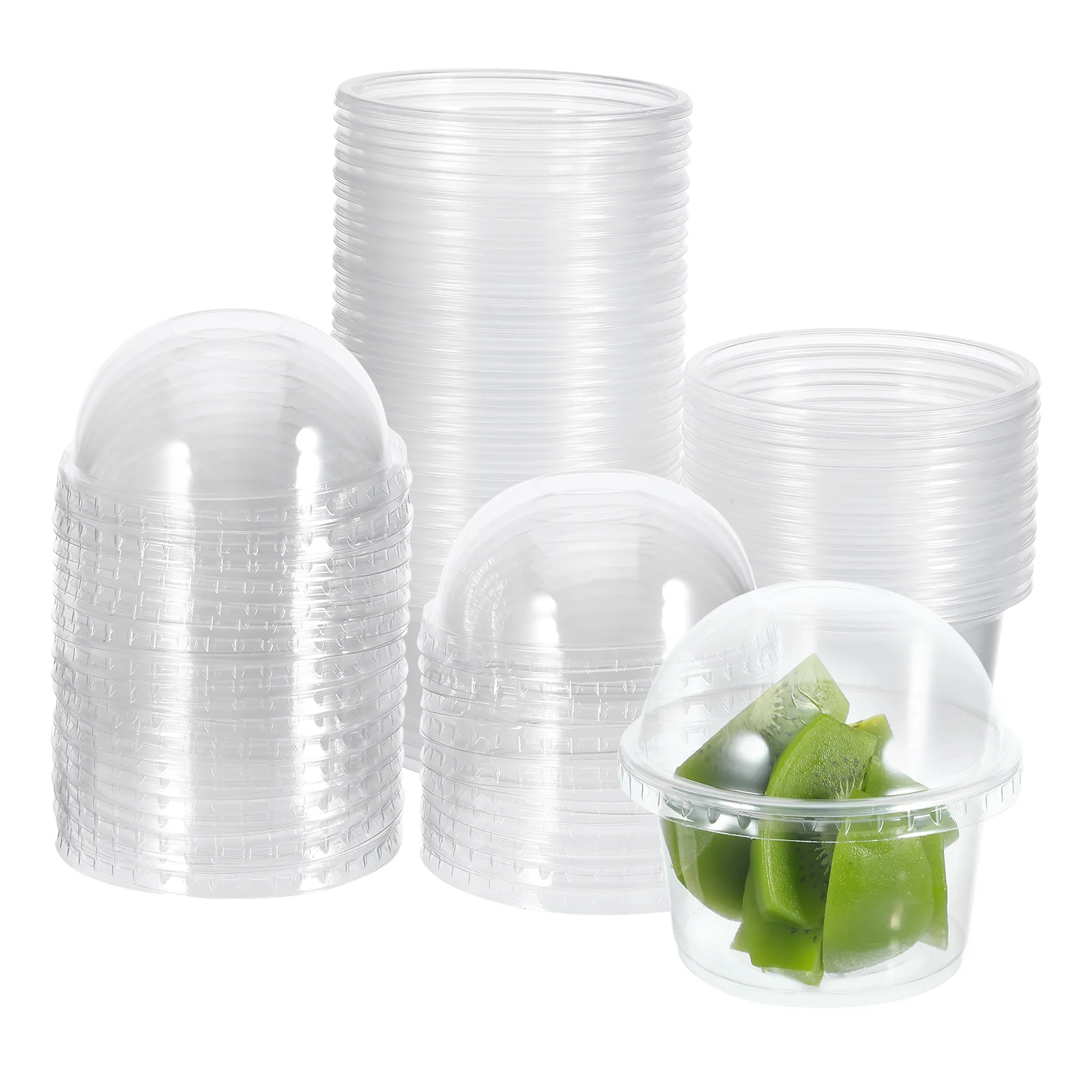 

50 Pcs Commercial Disposable Pudding Cup Food Containers with Lids Ice Cream Plastic Fruit Cake