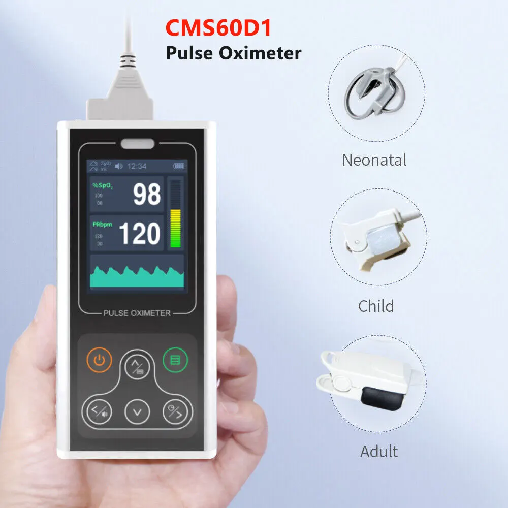 

New rechargeable digital pulse oximeter CMS60D1 Handheld Pulse Oximeter Neonate Child Adult SpO2 PR Meter Protable Heart Rate