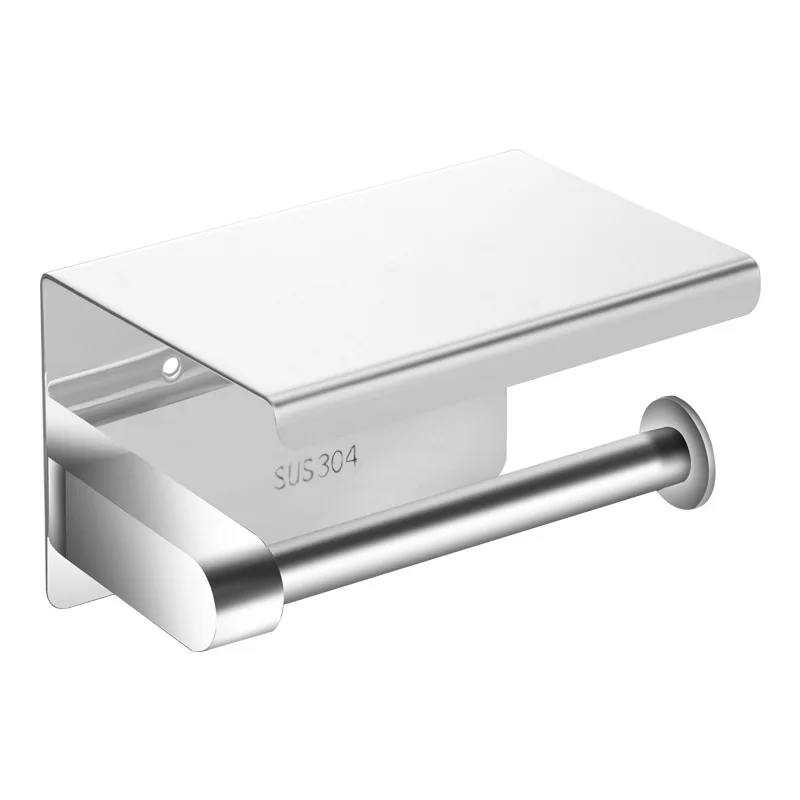 Stainless steel roll paper holder Toilet toilet paper non-punching bathroom tissue box Toilet storage tissue holder Wall mounted