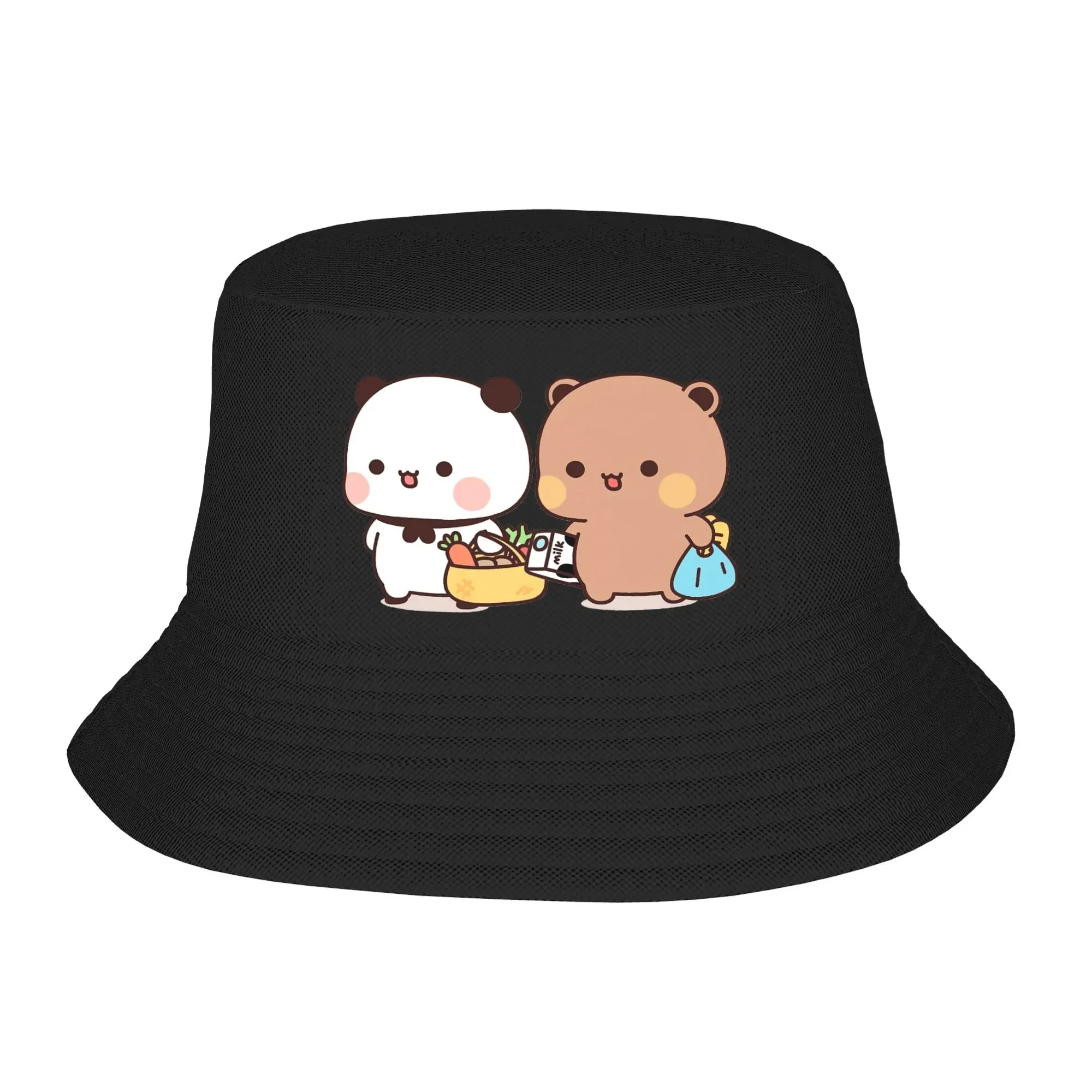 Chapeaux Bob pour Hommes et Femmes, Motif Panda, Couple, Anime, Dessin Animé, pour Vacances et Pêche, Casquettes de Pêcheur Bubu et Dudu