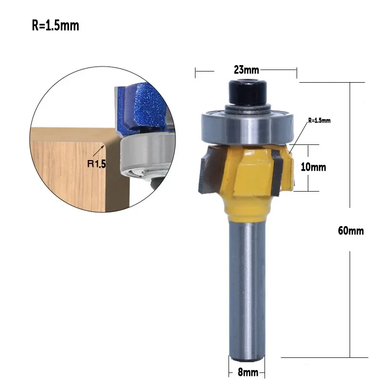 Imagem -04 - Haste Carpintaria Fresa r1 mm R1.5 mm r2 mm Aparar Borda Trimmer Dentes Roteador de Madeira Bit Aparar Cortador mm