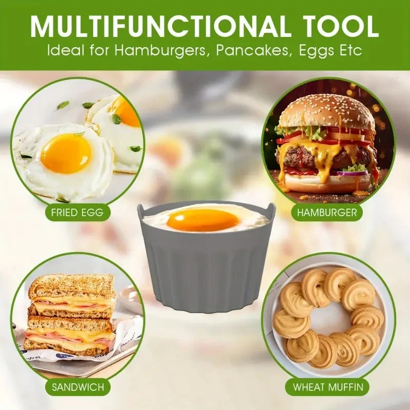 4Pcs Silicone Air Fryer Baking Ramekins Muffin Egg Poacher Cupcake Baking Cups Nonstick Easy Release Microwave Oven Moulds