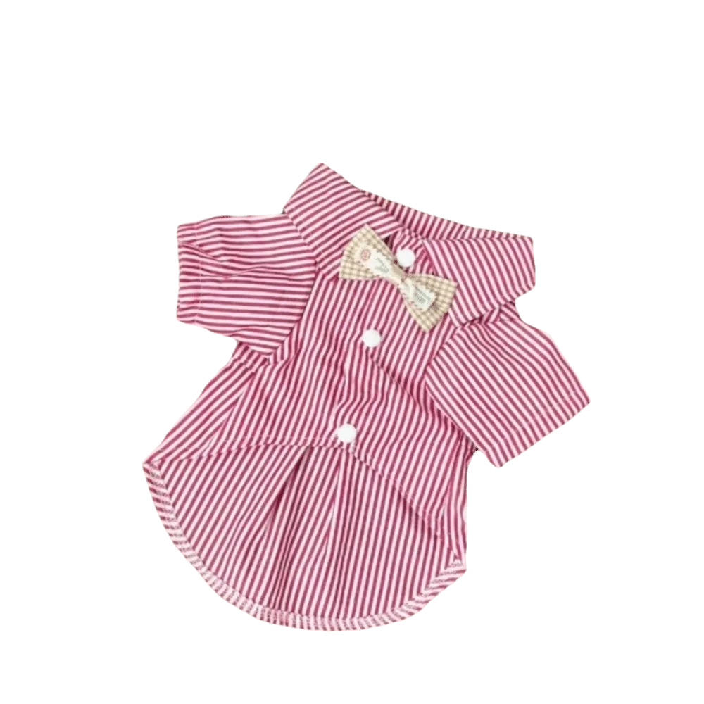 

Casual Thin Fabric Dog Striped Shirts Breathable Soft Puppy Short Shirt Comfortable with Bow Tie Pet T-shirt Daily