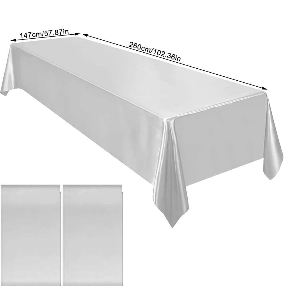 Nappe rectangulaire en Satin, 2 paquets, couverture superposée, nappe en soie brillante, tissu lisse, décor de Table pour Banquet de mariage Ta