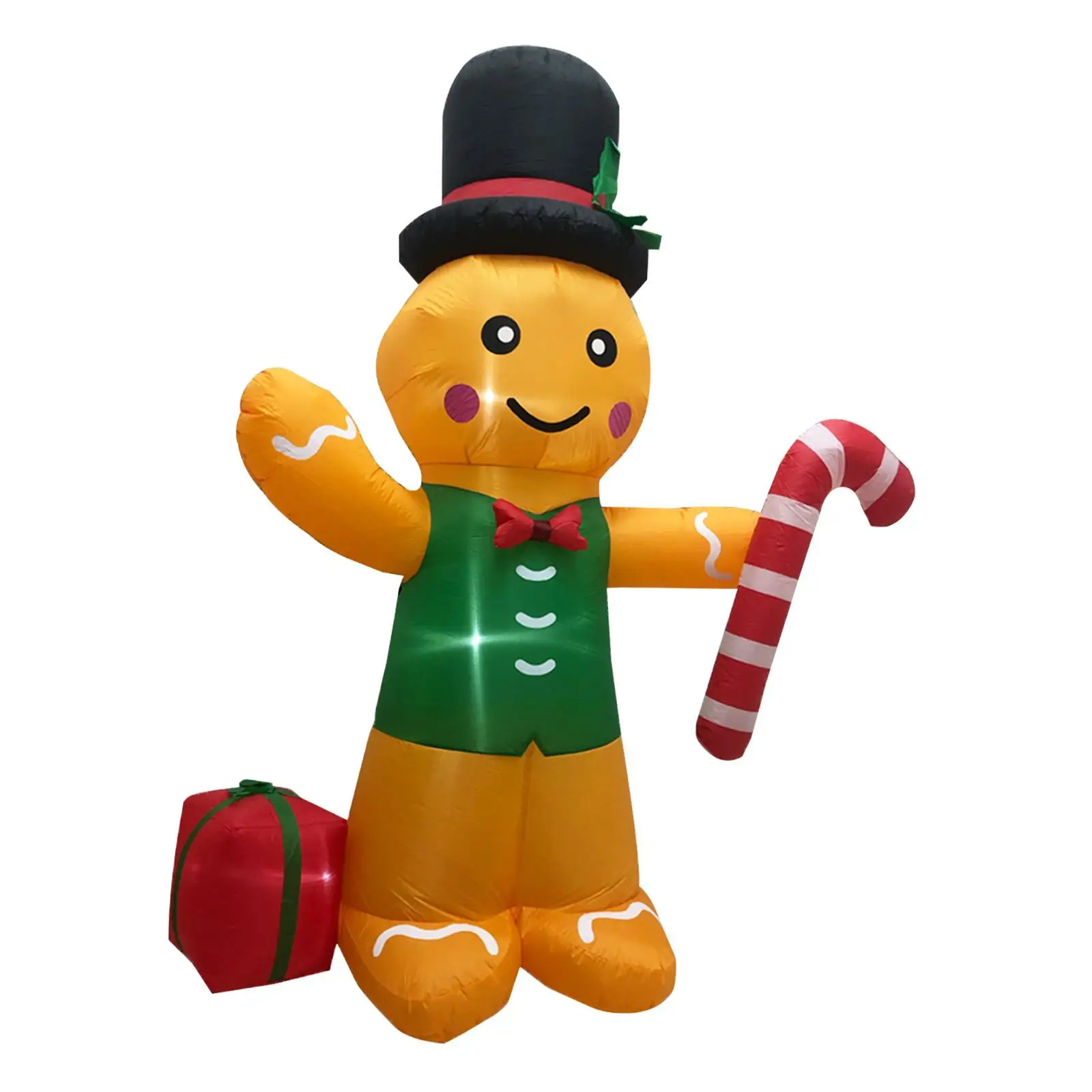 Lighted Inflatable Gingerbread Man Ornament Luminous Blow up Yard Decoration for Vacation Indoor Outdoor Festival Holiday Party