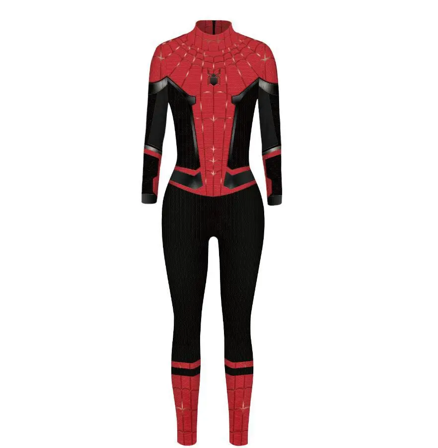 Spiderman คอสเพลย์ผู้หญิง Sexy Zentai Spandex บอดี้สูท Superhero SPIDERMAN เครื่องแต่งกายฮาโลวีน Carnival แฟนซีชุด Jumpsuit