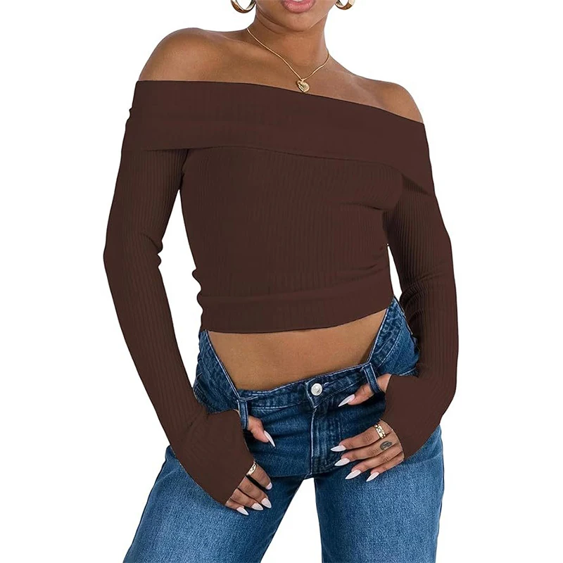 

Knitted Slim Fit Sexy Y2k Tops Chic Long Sleeve Pullovers Causal Black Sweaters Line Neck Spice Autumn Streetwear Woman Clothing