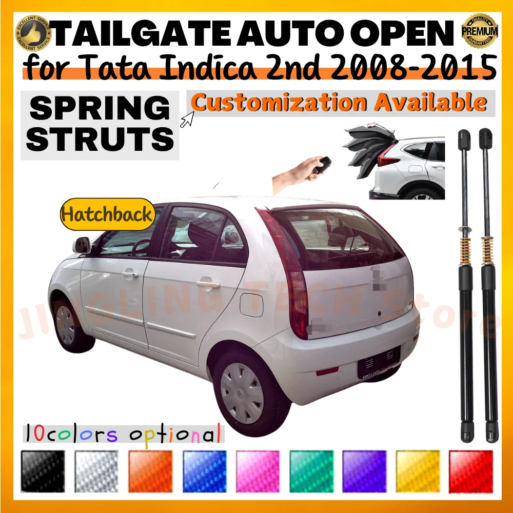 Qty(2) Trunk Struts with Spring for Tata Indica 2nd Gen Hatchback 2008-2015 Rear Tailgate Boot Lift Supports Shock Absorbers