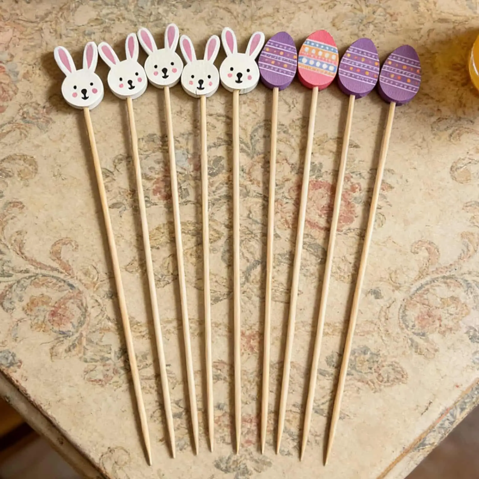 Cocktail Picks 100 Piece Cocktail Bunny Egg Dessert Toppers Easter Drink Stirrers For Sandwiches Indoor Outdoor Party Supplies