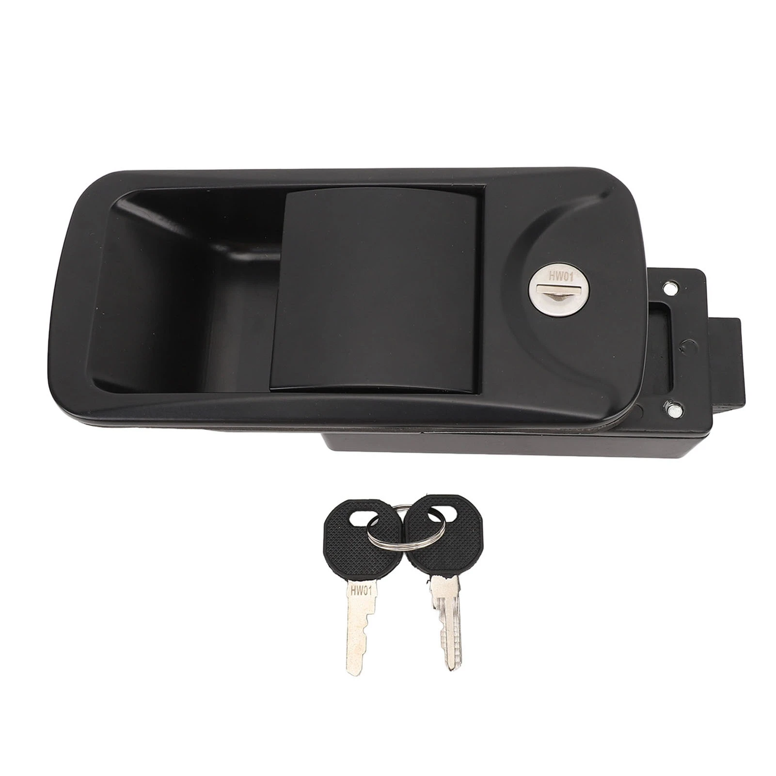 RV Door Lock with 2 Keys Zinc Alloy Flush Mount RV Door Latch Handle for Yacht Caravan Black 6.2 X 3in