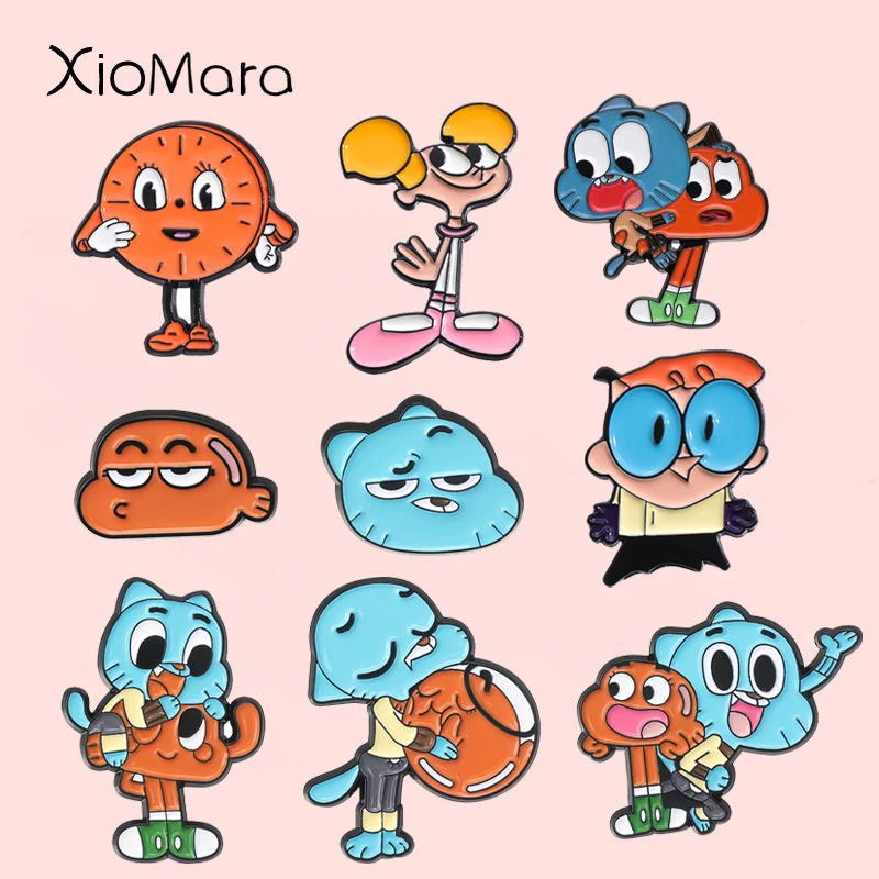 Alfileres esmaltados de comedia de animación de dibujos animados, broches de gato azul de aventura traviesa, insignias de solapa, el mejor regalo de joyería para seguidores y amigos ﻿