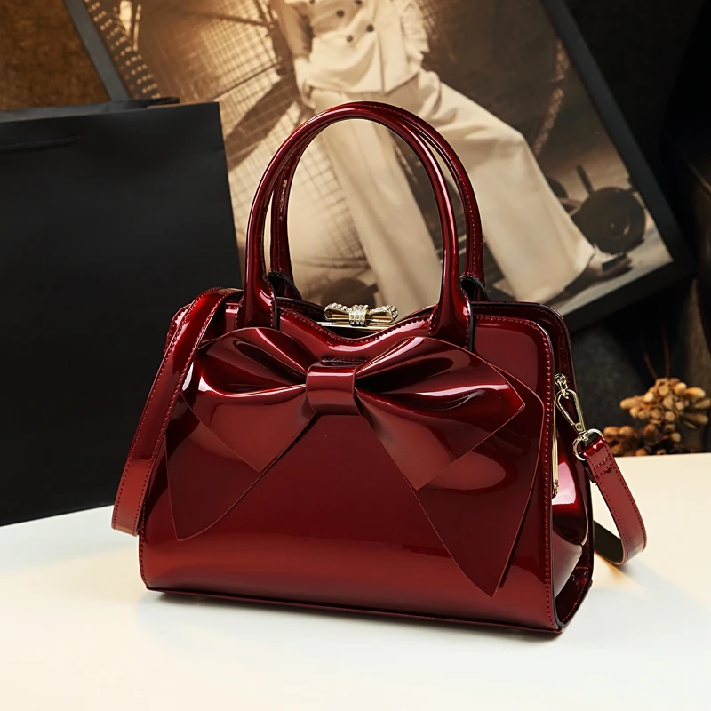 2025 New Luxury Fashion Genuine Leather Women Handbag Evening Bag Middle-aged Bow-knot Bag Ladies Mom Party Shoulder Bags