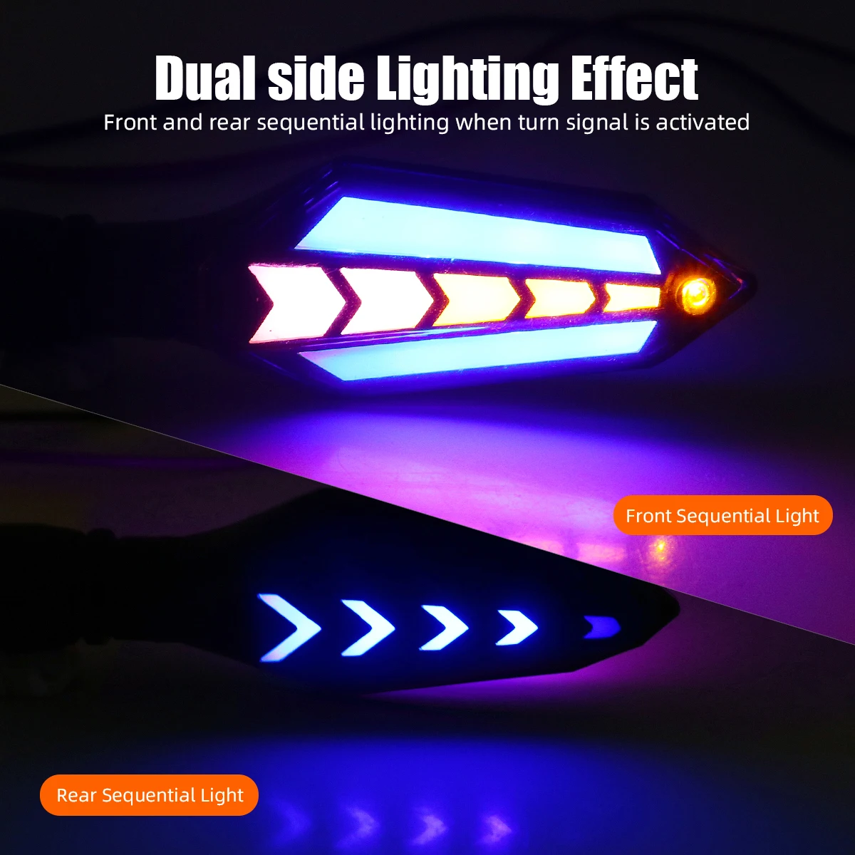 1 Pair Motorcycle LED Turn Signal Light Dual Side Flowing Universal DRL Dual Color Blinker Indicator Motorcycle Tail Lamp 12V