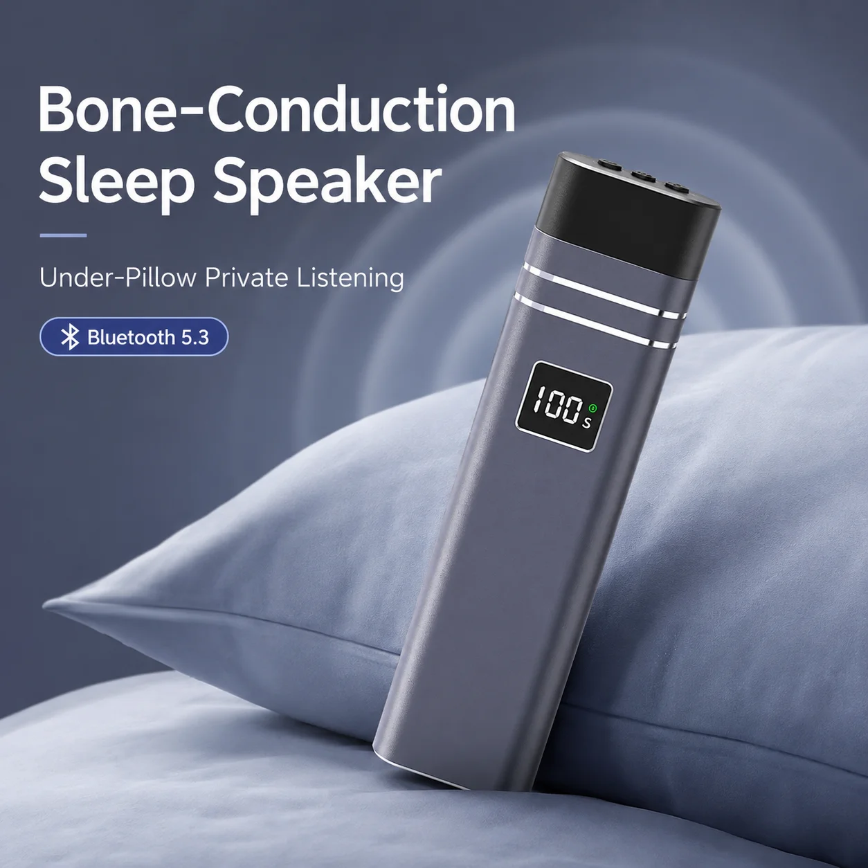 Bone Conduction Under Pillow Speaker, Ultra Thin Speaker with White Noise and Nature Sounds for Private Listening Bedroom Sleep