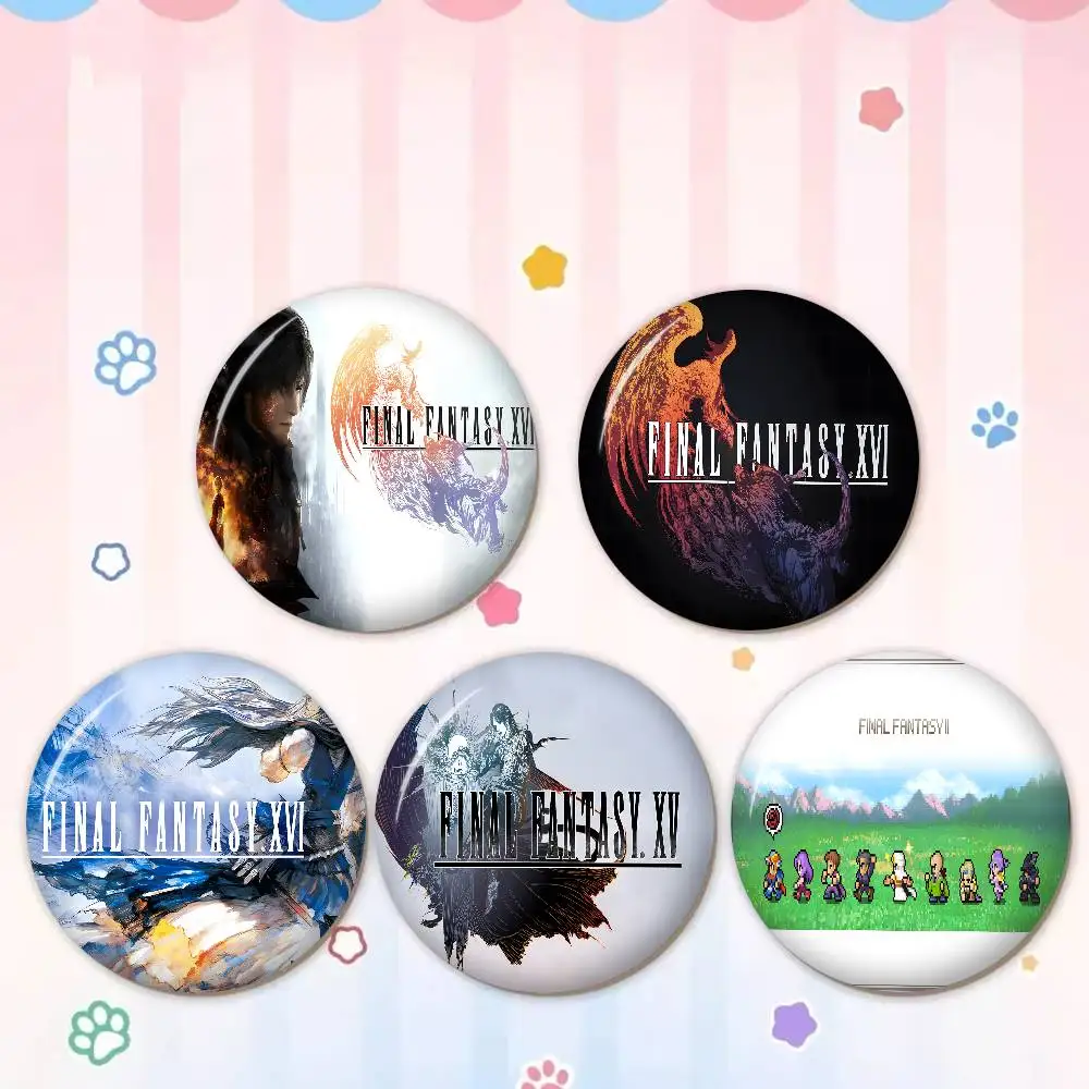 Final Fantasy Video Game Tinplate Soft Button Pin Brooch Metal Badge Custom Jewelry Accessories Hat Bag Lapel