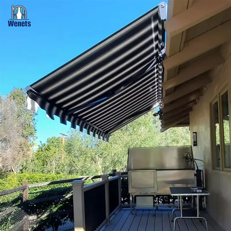 for Custom Aluminum Alloy Full Cassette Awning Waterproof Fabric Remote Control with LED Light