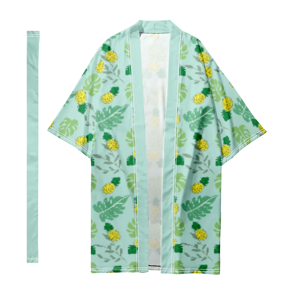 

Summer Pineapple Kimono Men Women Hawaiian Shirt Beach Tops Loose Yukata Bathrobes Stylish Fashion Kimonos Trendy Clothes Chic