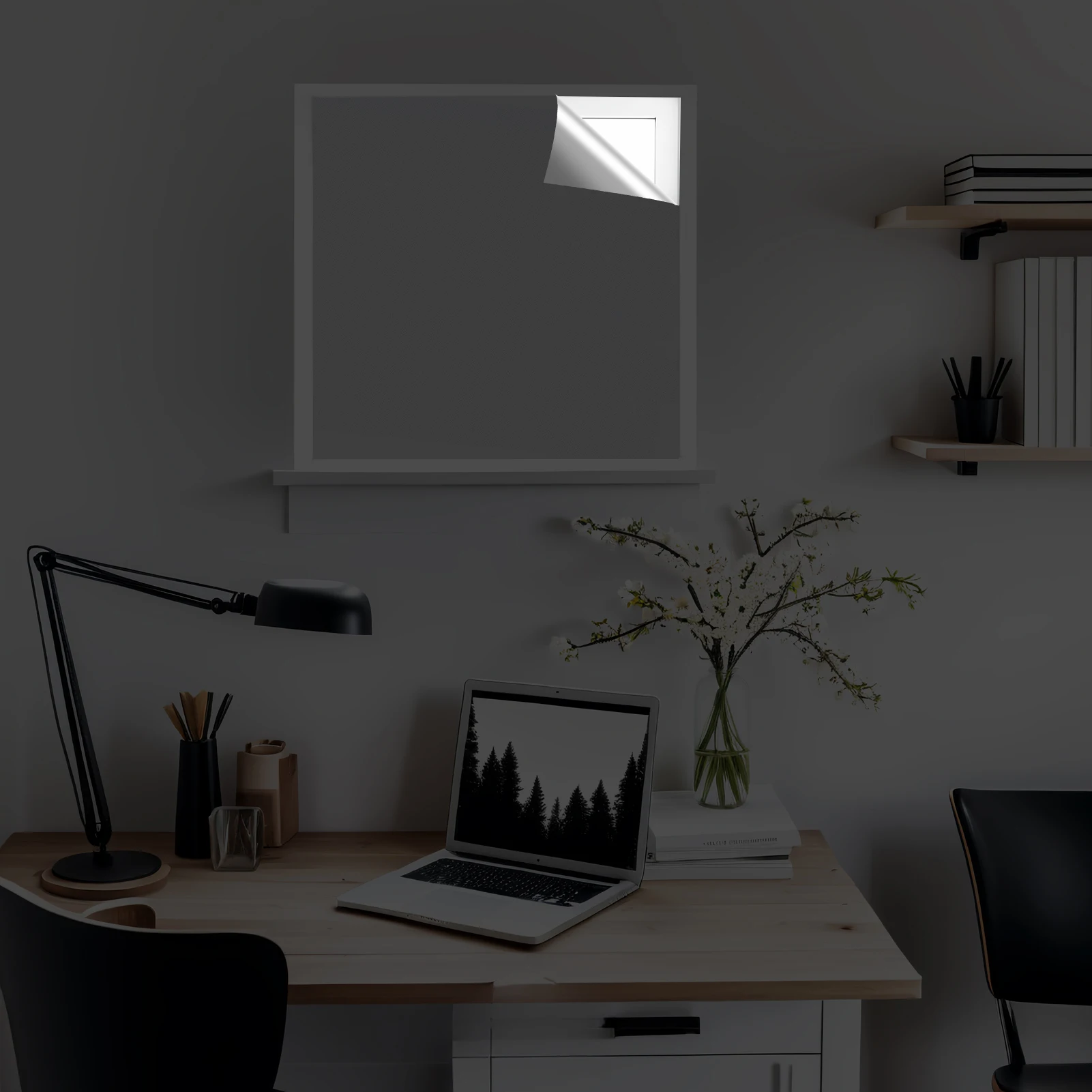 100 % Verdunkelungsvorhang, abnehmbar, tragbar, für Reisen, DIY, blockierende Fensterfolie für Wohnzimmer, Zuhause, nicht perforiert, ohne Bohren, schwarzes Tuch – Detail 10